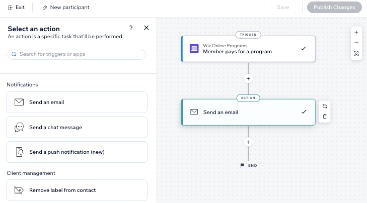 A screenshot of the Online Programs app in the automation flow