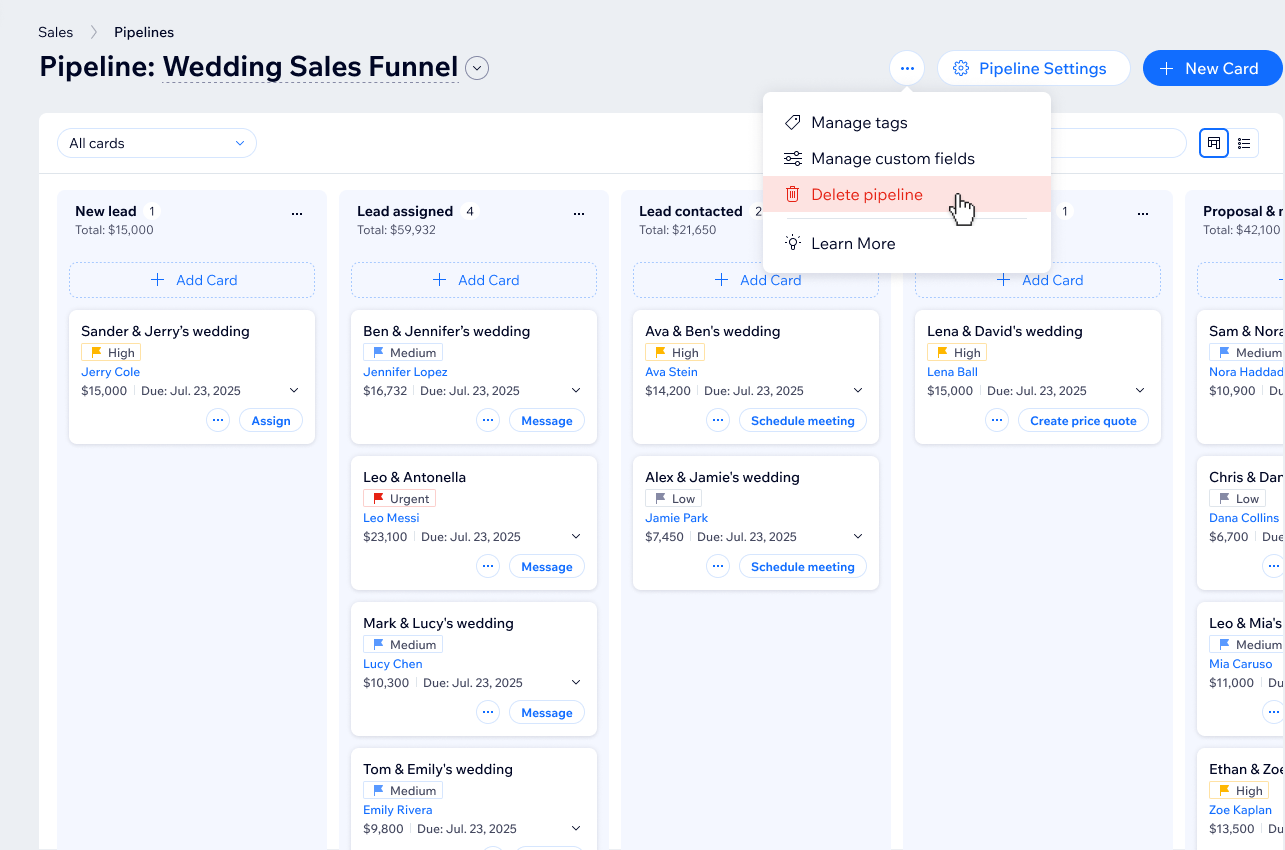 A screenshot of Wix Pipelines in a site dashboard