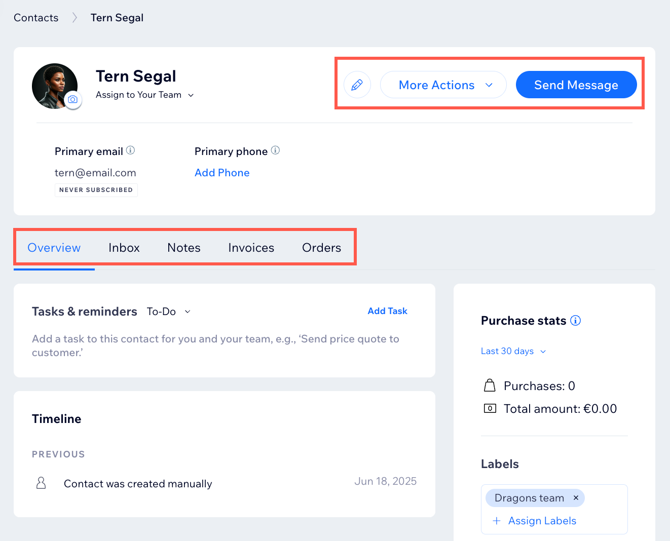 A screenshot of the site members actionable items in a Wix site dashboard