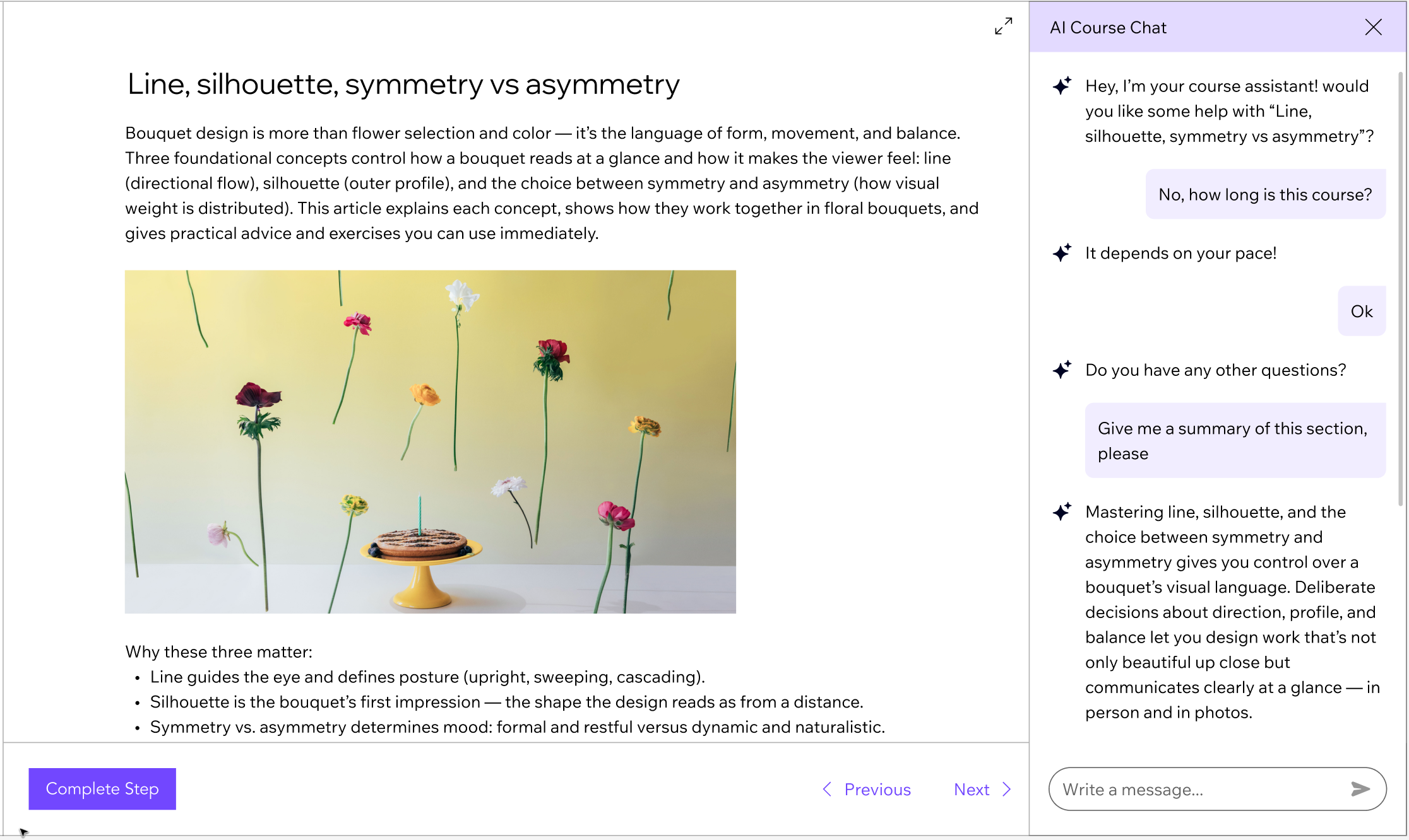 Een screenshot van de AI Leerhulp in Online programma's van Wix