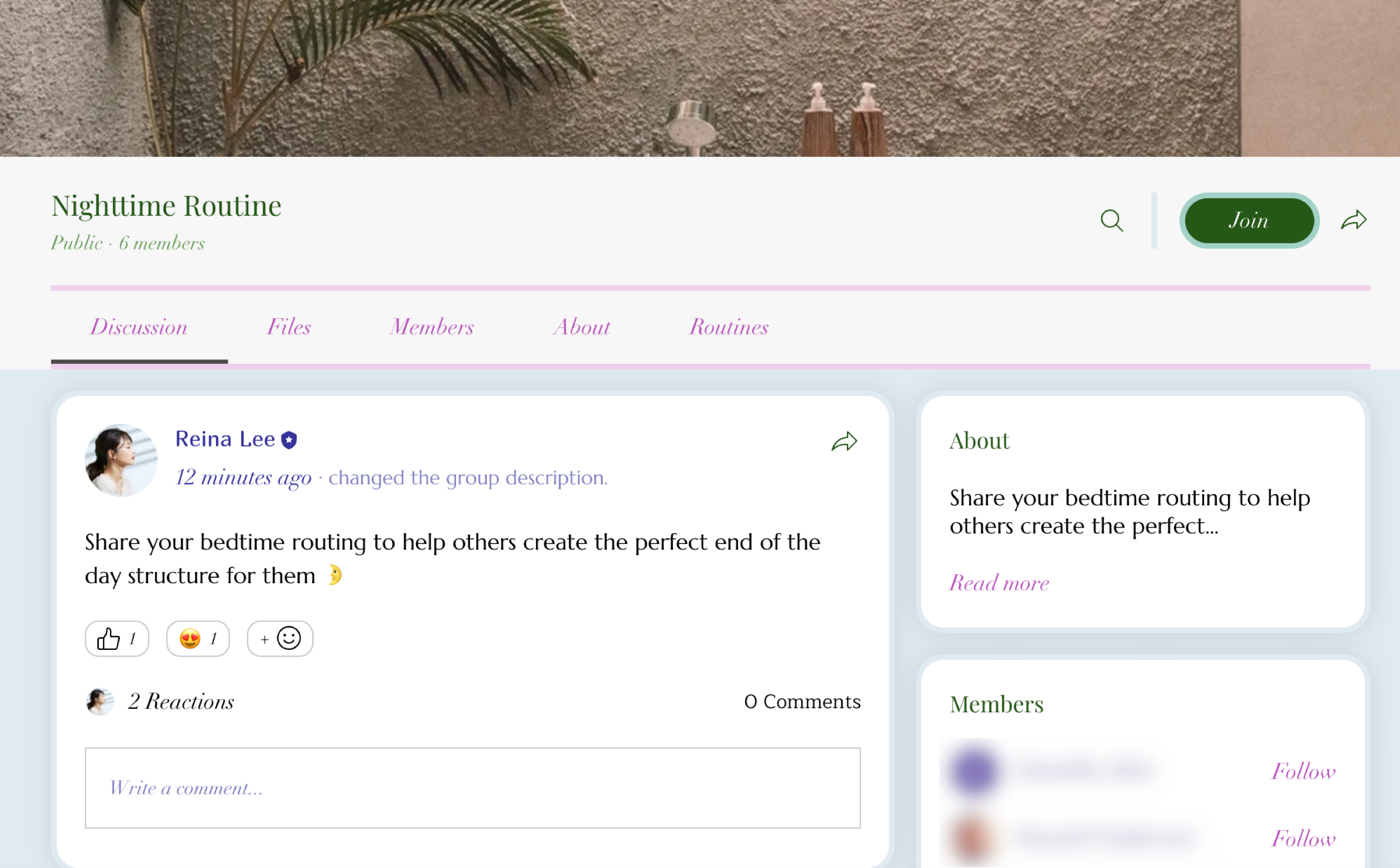A screenshot of Wix Groups settings on a live site
