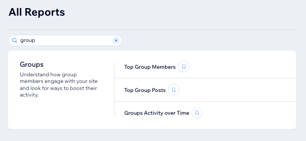 צילום מסך שמציג את האנליטיקס של Wix Groups בדאשבורד של האתר
