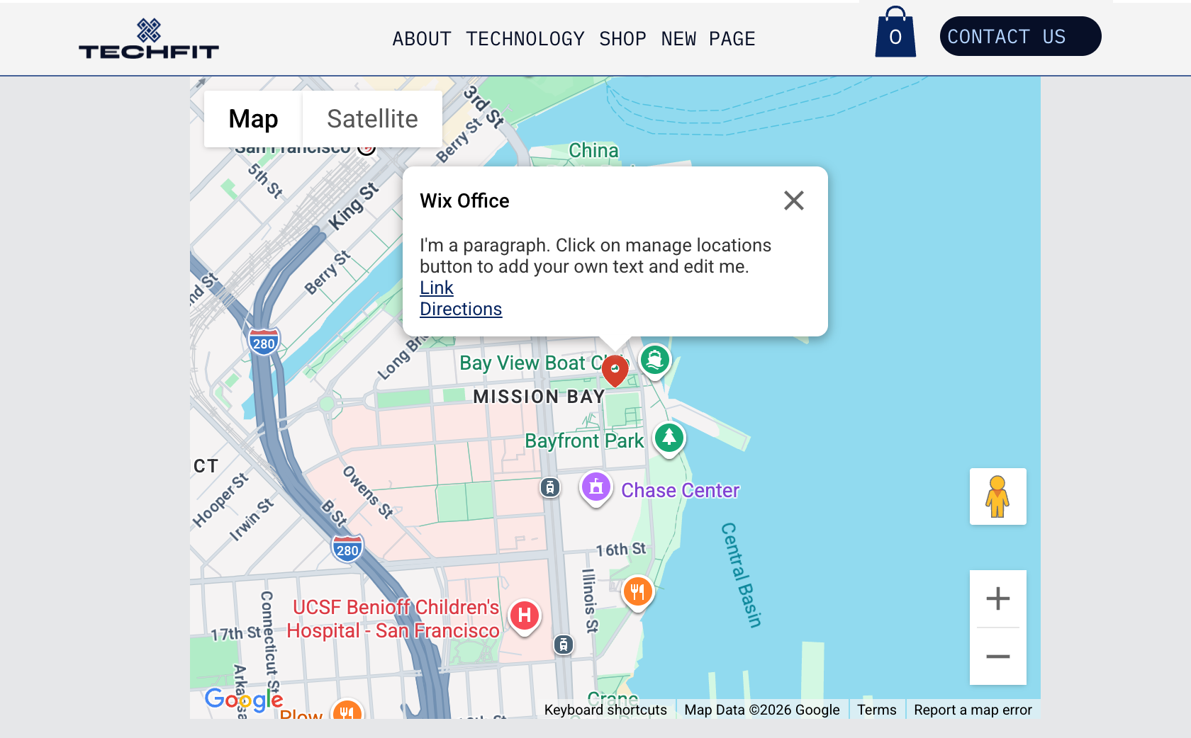 A screenshot of the Wix Harmony Editor Google maps