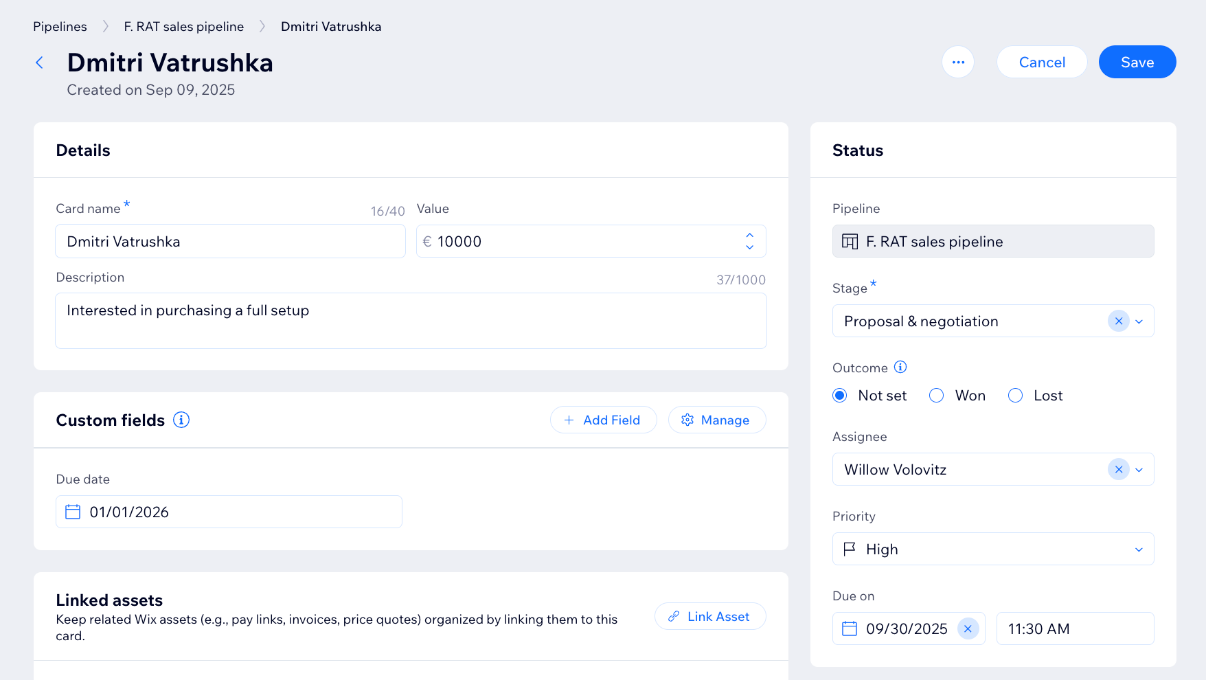 A screenshot of Wix Pipelines in a site dashboard