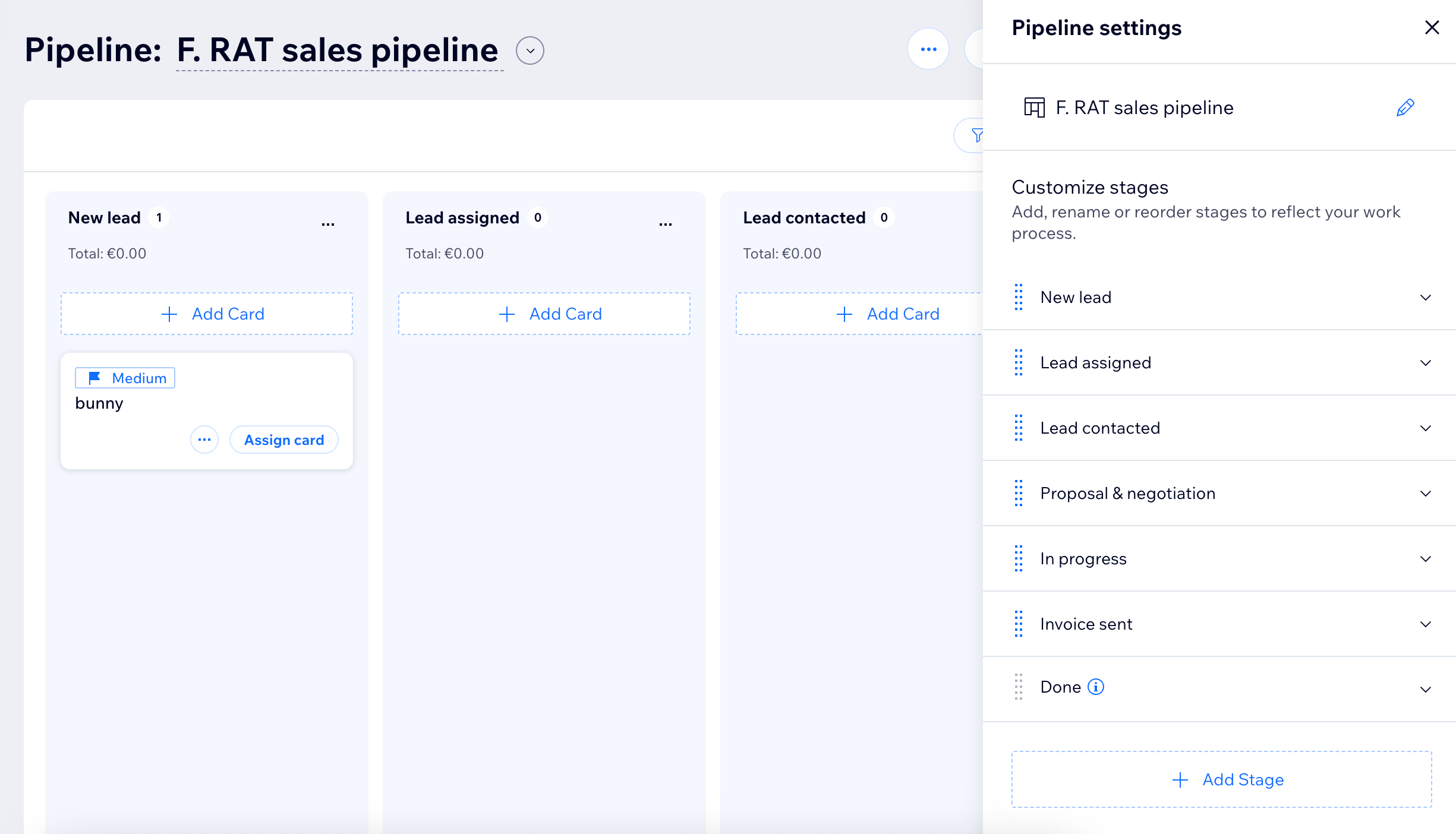 Uma captura de tela do Wix Pipelines no painel de controle de um site