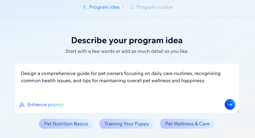 A screenshot of the online programs dashboard with the Wix AI Assistant open on the right.