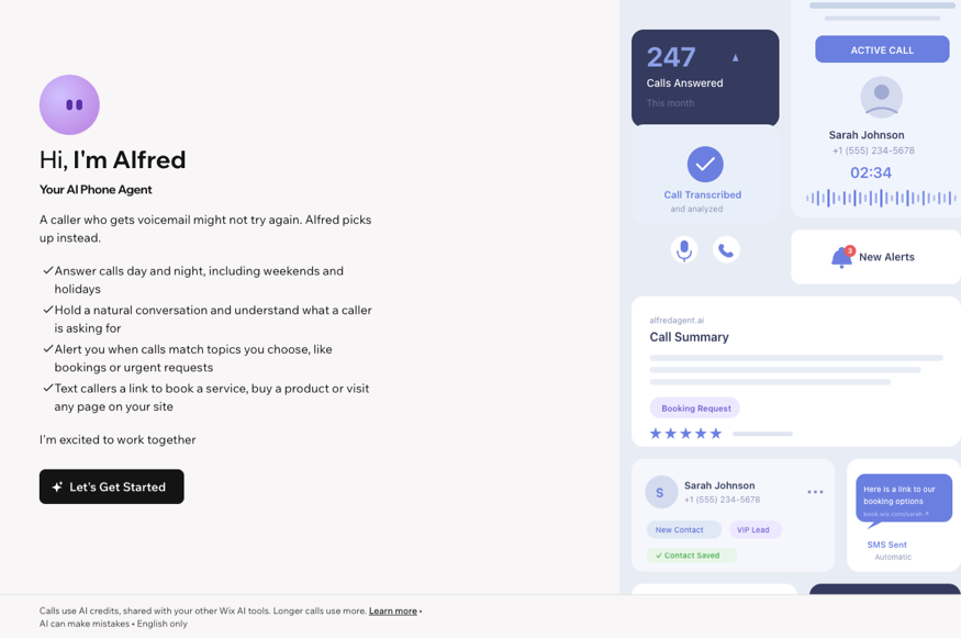 Панель управления Phone Agent с экраном настройки Alfred