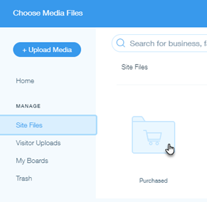 A screenshot of the Purchased folder in the Media Manager.