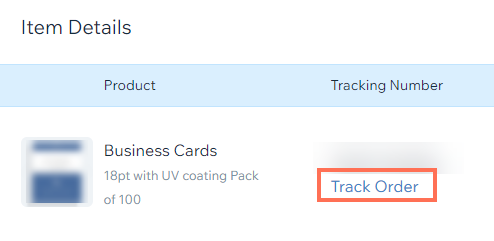 A screenshot showing the option to track order.