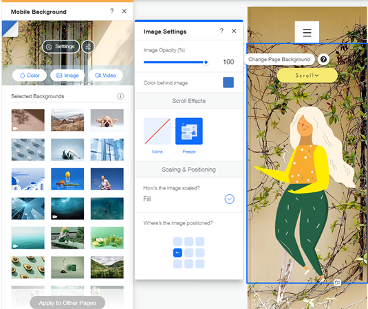 Wix Editor: Image Backgrounds on Your Mobile Site | Help Center 