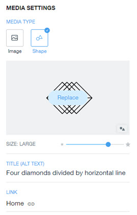 A screenshot showing the settings for customizing your image or shape.