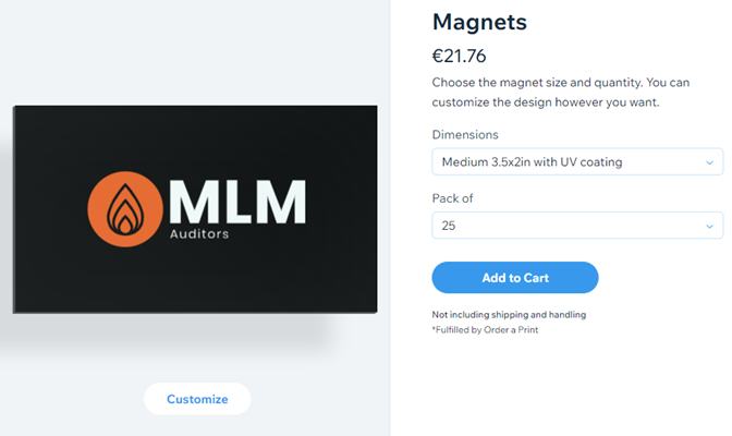 Screenshot showing Magnet template and options.