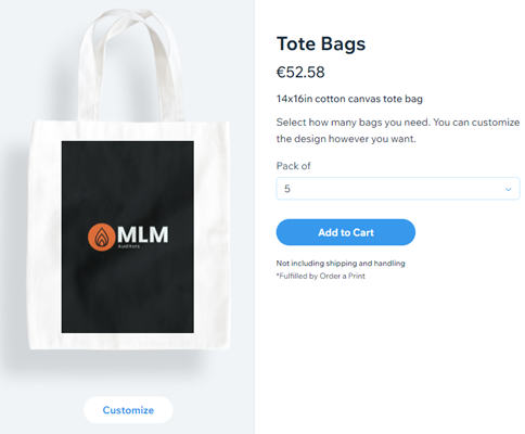 Screenshot showing Tote bags template and options.