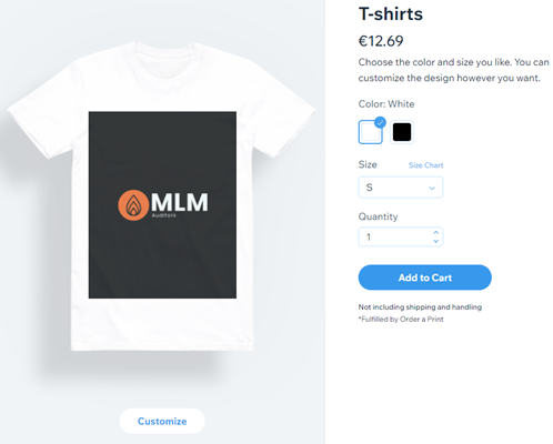 Screenshot showing T-shirt template and options.