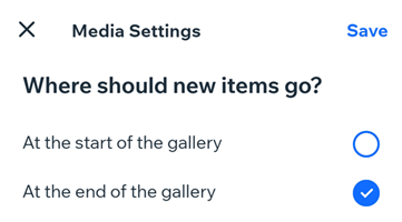 A screenshot showing that you can decide where the images in your gallery will go