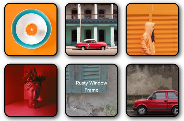 A screenshot of a Pro Gallery with frames around each image.