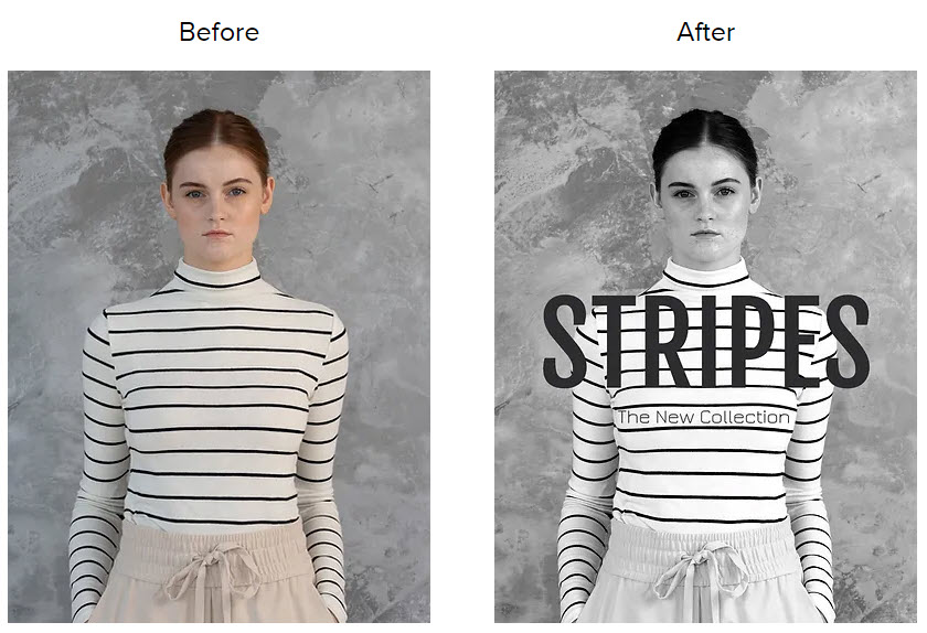 A before and after shot of an image edited in the Wix Photo Studio.