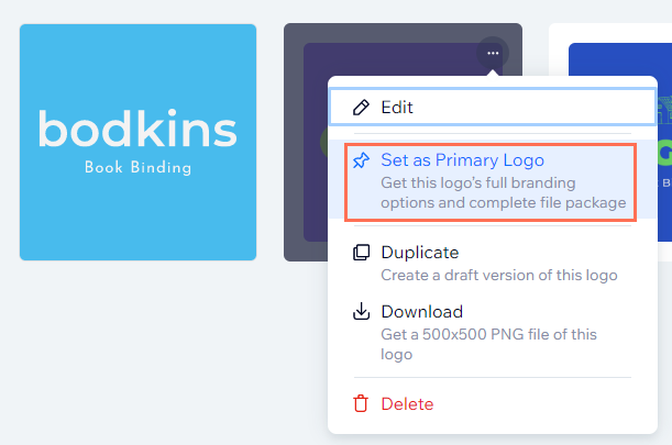 A screenshot of the Set as Primary Logo option