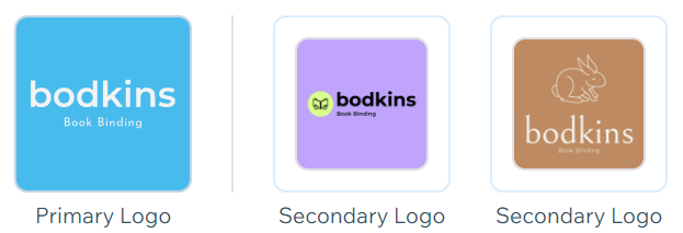 Uma captura de tela de um logo primário versus logos secundários.