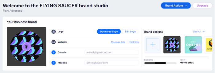 Een screenshot van de Brand Studio in de stand-alone Logo maker.