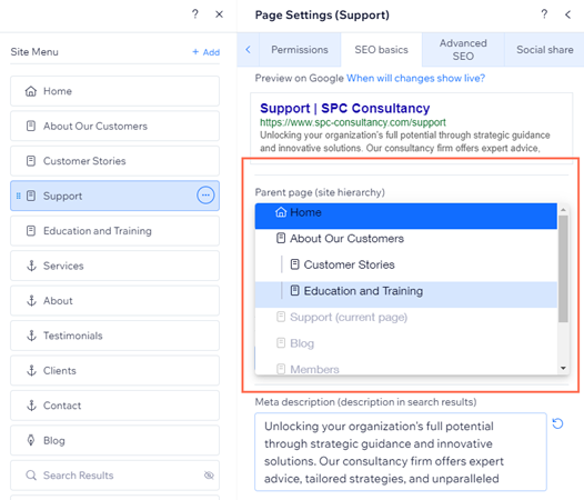 Defining site hierarchy from SEO Basics,