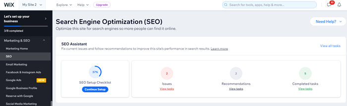 Kontrol Panelindeki SEO sekmesinde bulunan SEO Asistanı'nı gösteren ekran görüntüsü.