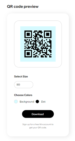QR コードのプレビュー画面のスクリーンショット。