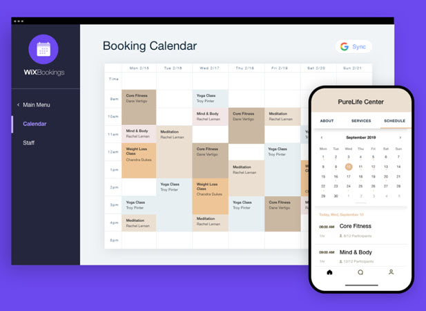 A screenshot of a calendar in Wix Bookings.