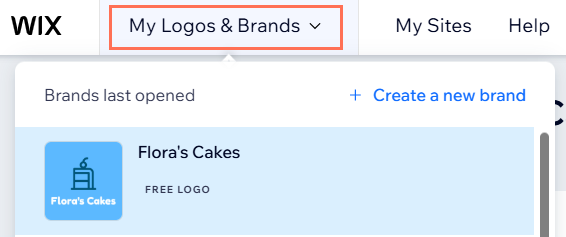 A screenshot of the My Logos & Brand drop-down.