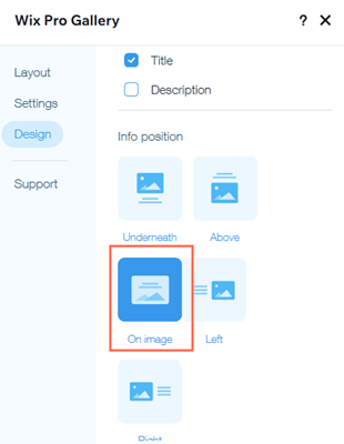 A screenshot of the On Image option.