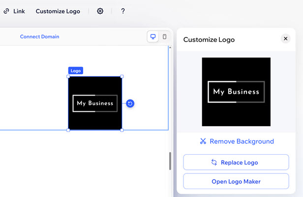 A screenshot of the Customize Logo panel.