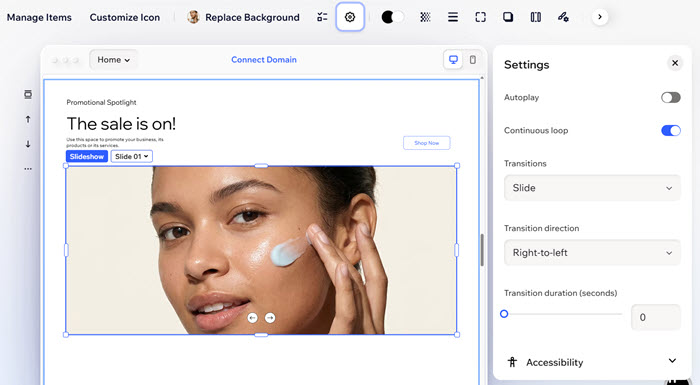 A screenshot showing the settings options.