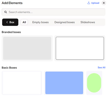 צילום מסך של אפשרויות התיבה בחלונית Add.