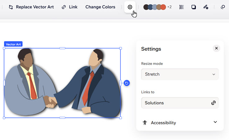 A screenshot of the vector settings options.