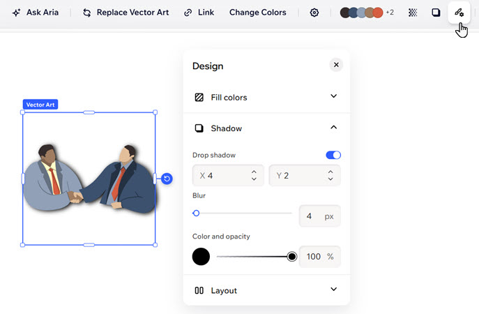A screenshot of the vector design options.
