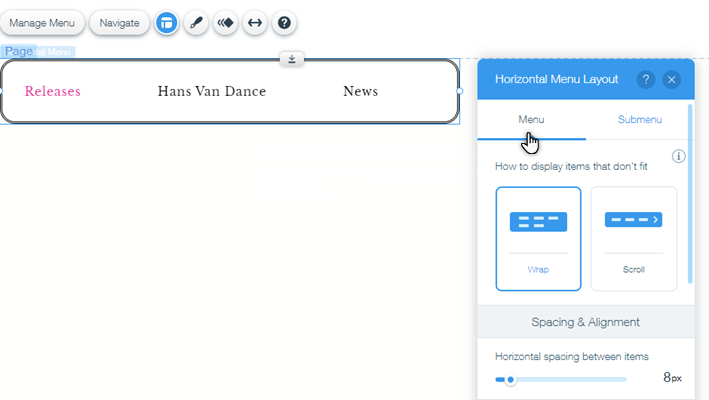Wix Editor: Adding and Setting Up a Horizontal Menu | Help Center | Wix.com