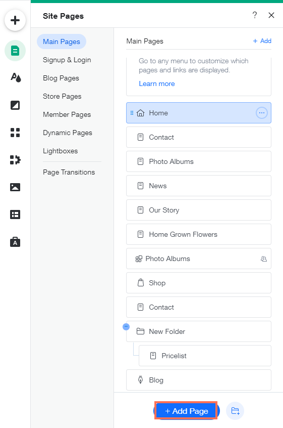 Wix Editor Adding A Page To Your Site Help Center Wix Com