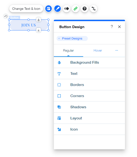 Wix Editor: Customizing Text & Icon Buttons | Help Center | Wix.com