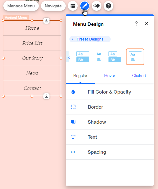 Wix Editor Adding and Setting Up a Vertical Menu Help Center