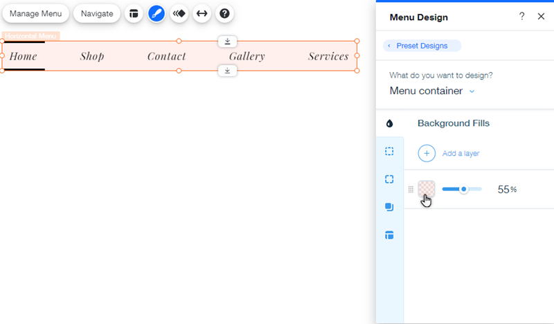 Wix Editor Customizing Your Horizontal Menu Design Help Center Wix Com