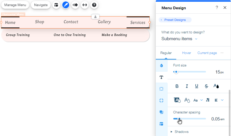 Wix Editor Customizing Your Horizontal Menu Design Help Center