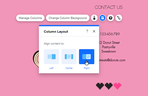 Wix Editor Changing The Alignment Of A Strip Or Column Help Center 