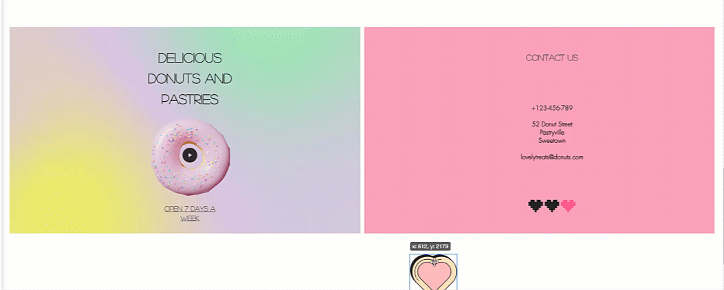 Wix Editör'de sütunlara sürüklenip eklendiği vektör sanatına ilişkin gif.