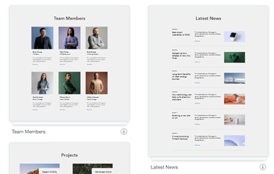 A screenshot showcasing some of  the available dynamic page templates.