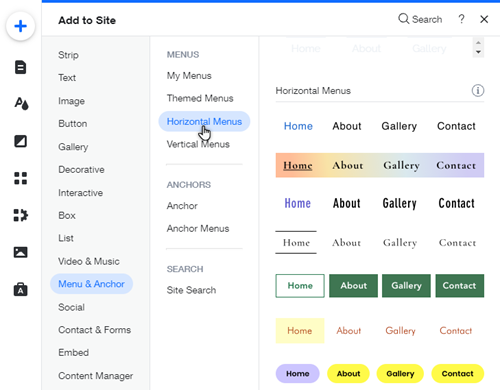 Wix Editor Adding and Setting Up a Horizontal Menu Help Center