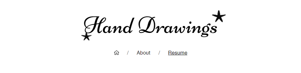 Eine Website-Kopfzeile, die den Website-Titel und einen Breadcrumb-Pfad anzeigt. Im Titel der Website steht „Hand Drawings“.