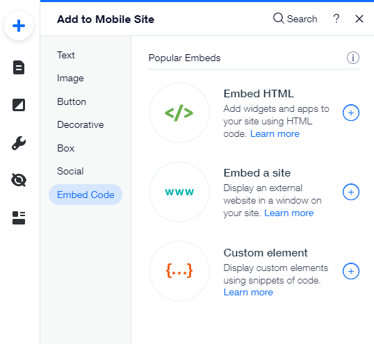 A screenshot of adding mobile-only elements.