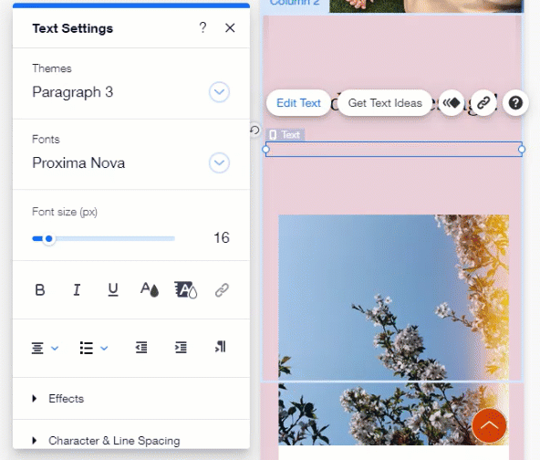 GIF, das zeigt, wie eine E-Mail-Adresse im Mobile-Editor in ein Textfeld eingegeben wird