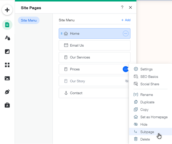 Wix Editor Creating a Subpage Drop Down Menu Help Center