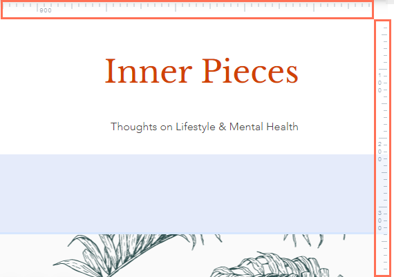 A close up of a site in the Wix Editor. The horizontal and vertical rulers are highlighted.